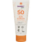 En 100 ml tube Bambo Nature solcreme SPF50 fra Abena Re-Seller GmbH, farve- og parfumefri, dermatologisk testet, vegansk, reef-safe og ideel til sensitiv hud. 6 pakker i kartonen.