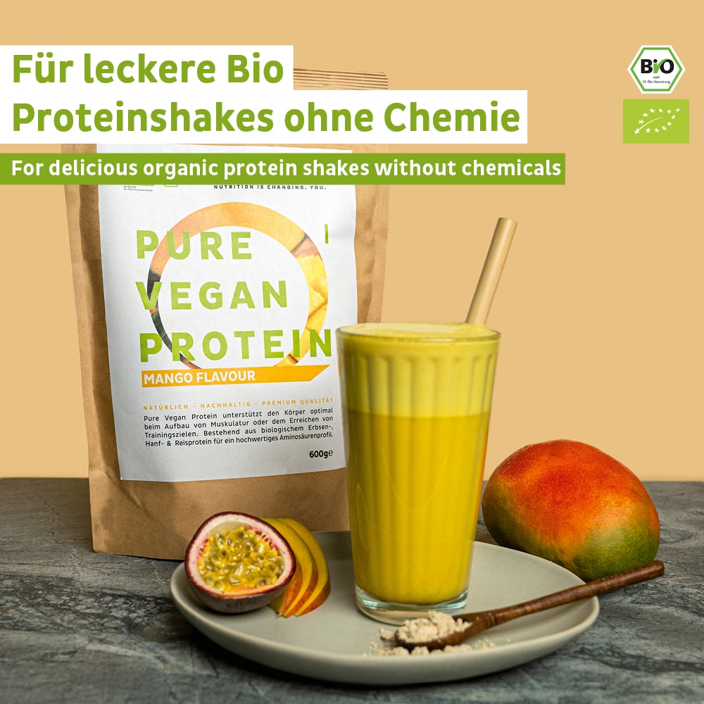 Økologisk vegansk proteinpulver mango uden soja