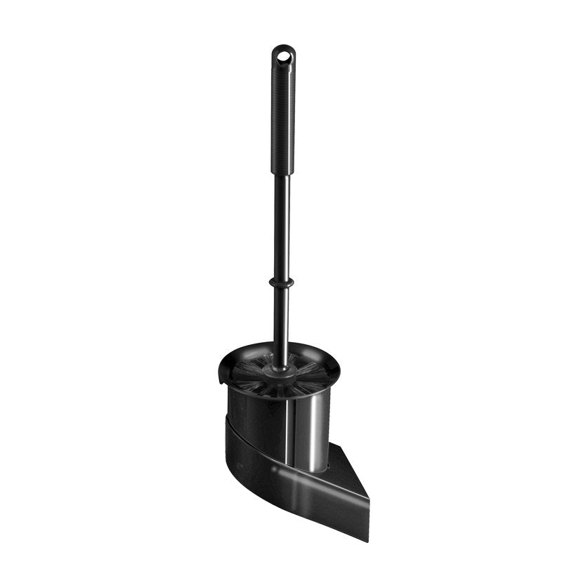 Den Haug Bürsten KG WC-væggarnituret med rund børste (115x100x410mm, Sort) kommer med langt skaft og rundt børstehoved i en passende skrå sort holder - ideel til ethvert moderne badeværelse. Pakke: 1 styk.