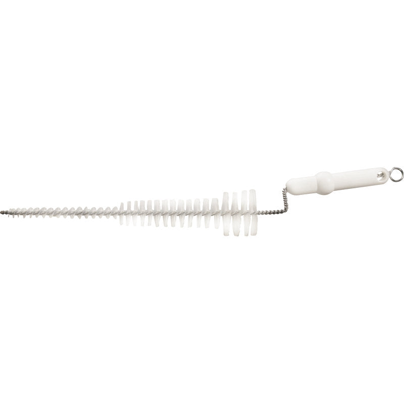 Die Haug Bürsten KG Zitzenbørste med PBT-børster (ø 0,35 mm) og lang, snoet rustfrit stålstang (500xø10-56M) er ideel til rengøring af snævre beholdere eller slanger i mælkeproduktionen.