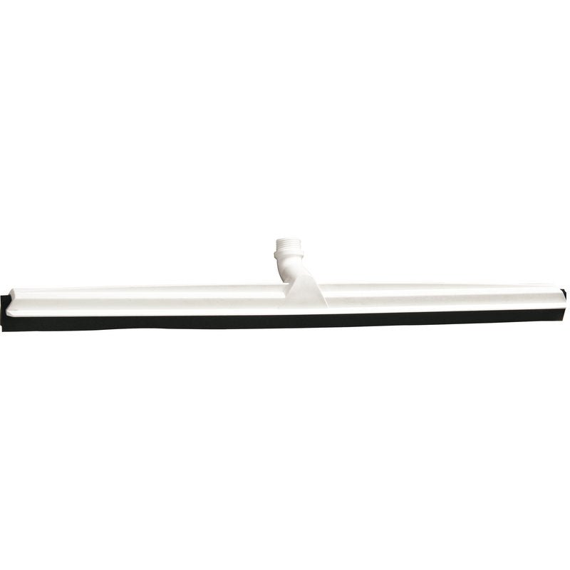 Das Haug Bürsten KG FUGTVANDSKUBBER, SORT UDSKIFTNINGSPROFIL 700x53x25mm er afbildet med et fladt sort gummiblad og en gevindforbindelse til fastgørelse af håndtaget på en enkel hvid baggrund.