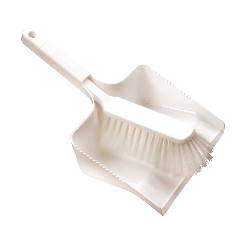 KEHRGARNITUR, PBT UNGESCHL, 350X222X110MM fra Haug Bürsten KG har stive PBT-børster til rengøring; børsten passer i fejebladet, og begge har riflede håndtag for et behageligt greb.