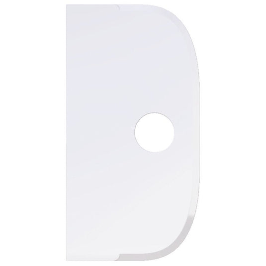 Den store skraber, PP, fleksibel, 230 x 118 mm fra Haug Bürsten KG er en hvid, rektangulær polypropylen-skraber med afrundede kanter, en buet højre side og et cirkulært hul i midten. Baggrunden er ensfarvet hvid.