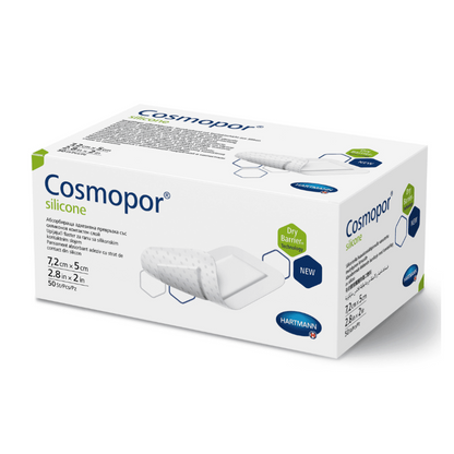 Hartmann Cosmopor® silikone steril, individuelt forseglet, i foldede æsker, 7,2 x 5 cm, 50 stykker