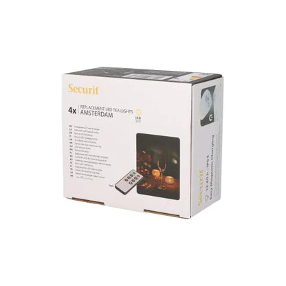 Papstar Securit® 4 LED fyrfadslys refill pakke Ø 4 cm x 5 cm "Amsterdam" belysningstid 12-40 timer