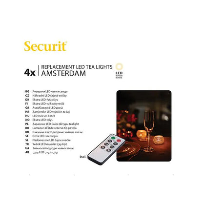 Papstar Securit® 4 LED fyrfadslys refill pakke Ø 4 cm x 5 cm "Amsterdam" belysningstid 12-40 timer