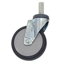 En enkelt Novocal letløbende drejehjul med spredningsbeslag (Ø 125 mm), ideel til stationsvogne eller apparater, har en grå gummibane og leveres uden spænderinge. Pakken indeholder 1 stk.