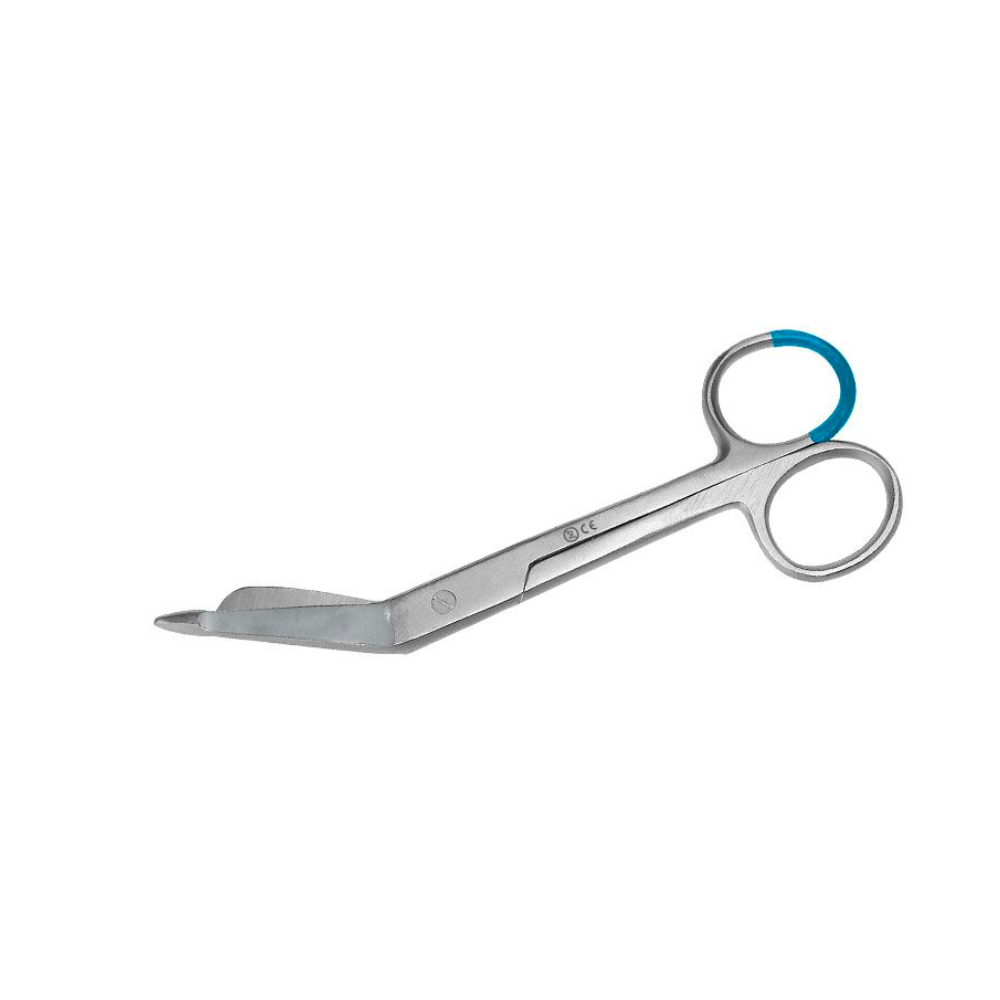 En Lister-forbindingsaks 14,5 cm til engangsbrug fra Servoprax GmbH med en kombination af metalklinger og løkkehåndtag. De sølvfarvede løkkehåndtag, hvoraf det ene har en blå belægning, sikrer præcision. De vinklede klinger med stump spids sikrer sikker skæring og er derfor ideelle til brug som engangsinstrument. Pakket i sæt med 25 stykker.