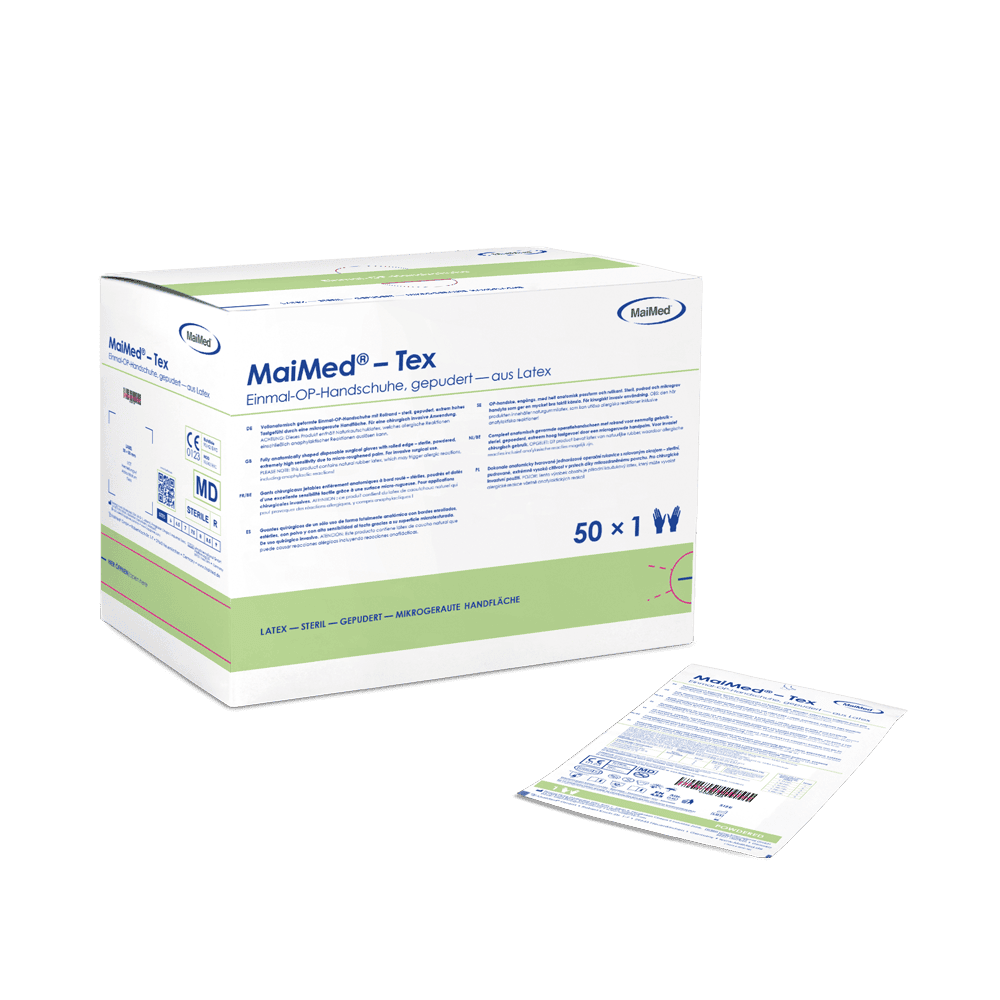 MaiMed-Tex sterile, let pulveriserede latex operationshandsker 50 par/æske