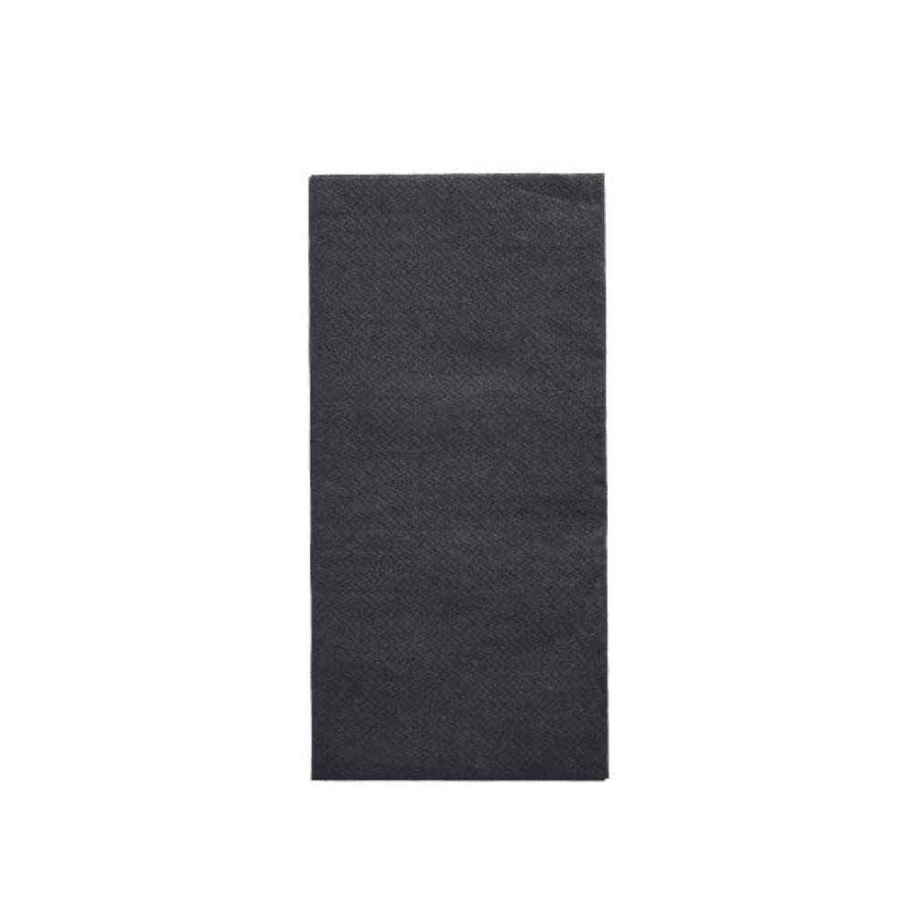 En enkelt, rektangulær mørkegrå serviet fra PAPSTAR servietter "DAILY Collection" (1/8-fold, 32 cm x 32 cm) fra PAPSTAR GmbH er foldet på langs, legemliggør bæredygtig komfort og ligger på en simpel hvid baggrund. Denne elegante detalje giver enhver borddekoration en diskret charme.