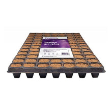 Plagron NextGen Growplug fra Bertels B.V. har 84 rum fyldt med jord, der er beriget med kokosfibre for bedre rodudvikling. Den har et gitterdesign, der er ideelt til plantning, og er på overfladen forsynet med en iøjnefaldende produktinformationsetiket.