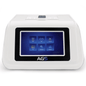 Et PCR Pure Kit-laborapparat af mærket Altruan med en stor digital touchskærm med symboler for DNA, RNA, fil, konfiguration og support på displayet, indkapslet i et hvidt kabinet.