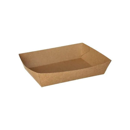 De PAPSTAR GmbH "pure" snackbakker af brunt papir (pakke med 50) er miljøvenlige, rektangulære med let skrå sider - ideelle til enhver lejlighed.