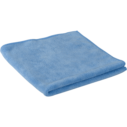 En foldet mikrofiberklud ENA Soft, 40x40 cm fra Abena Re-Seller GmbH vises på hvid baggrund. Dens bløde tekstur og rene kanter gør den perfekt til bilpleje og rengøring.