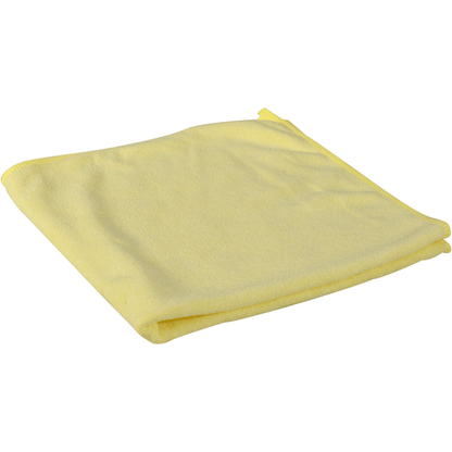 Abena Re-Seller GmbH mikrofiberklud ENA Soft (40x40 cm) i gul ligger foldet på hvid baggrund - ideel til skånsom og effektiv bilpleje.