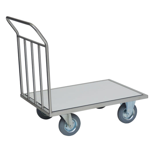 Der Novocal Stirnwandwagen verfügt über einen Edelstahlrahmen mit vollverschweißten Rohrverbindungen und ist ideal für den Schwerlasttransport in industriellen Umgebungen. Die Lieferung erfolgt als Einzelstück (1 Stück).