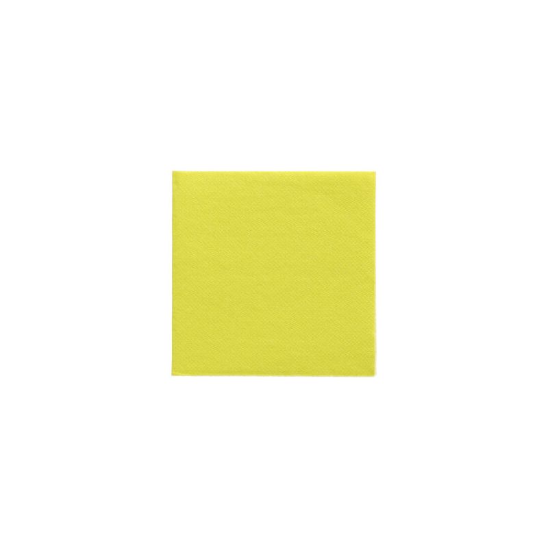 Et enkelt lysende gult kvadrat, der minder om et stykke papir, er centreret på en hvid baggrund og tilbyder en uventet, men charmerende kontrast, der supplerer enhver bæredygtig borddekoration. Dette levende look opnås med PAPSTAR servietter 1/4-fold (24 cm x 24 cm) fra "DAILY Collection" af PAPSTAR GmbH.