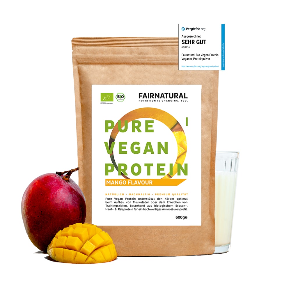 Økologisk vegansk proteinpulver mango uden soja