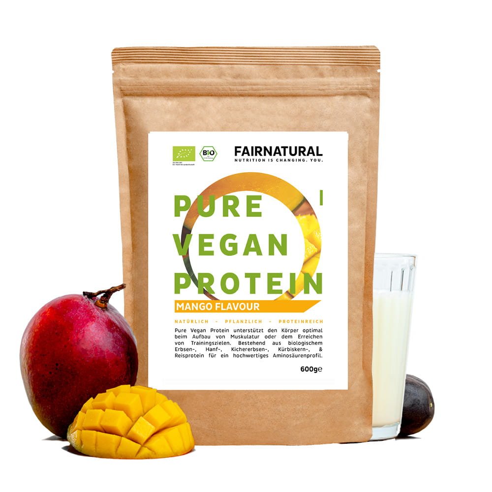 Økologisk vegansk proteinpulver mango uden soja