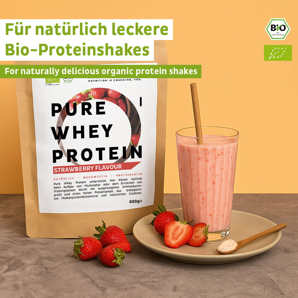 Økologisk valleproteinpulver jordbær