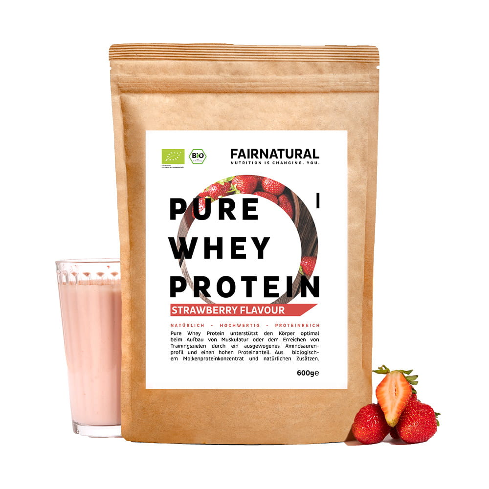 Økologisk valleproteinpulver jordbær