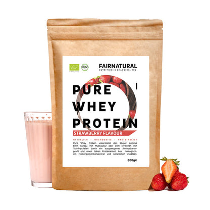 Økologisk valleproteinpulver jordbær