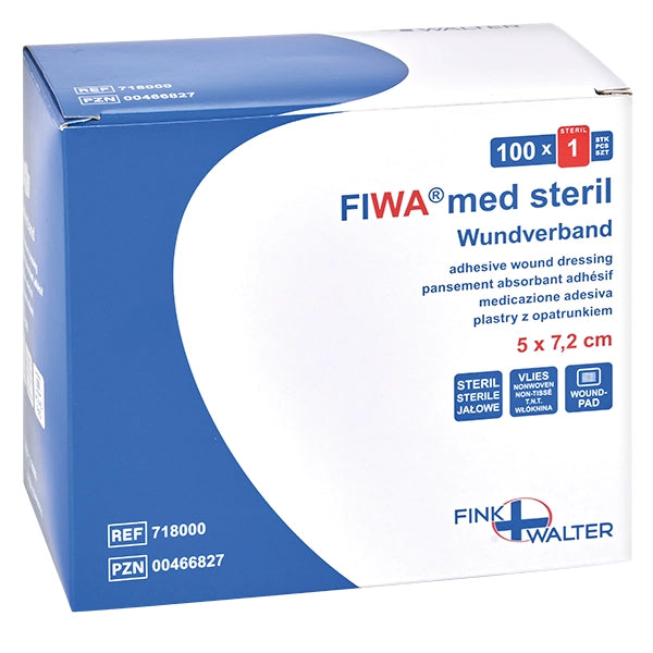 FIWA med steril sårbandage fleece 5 x 7,2 cm | Pakke (100 stk.)