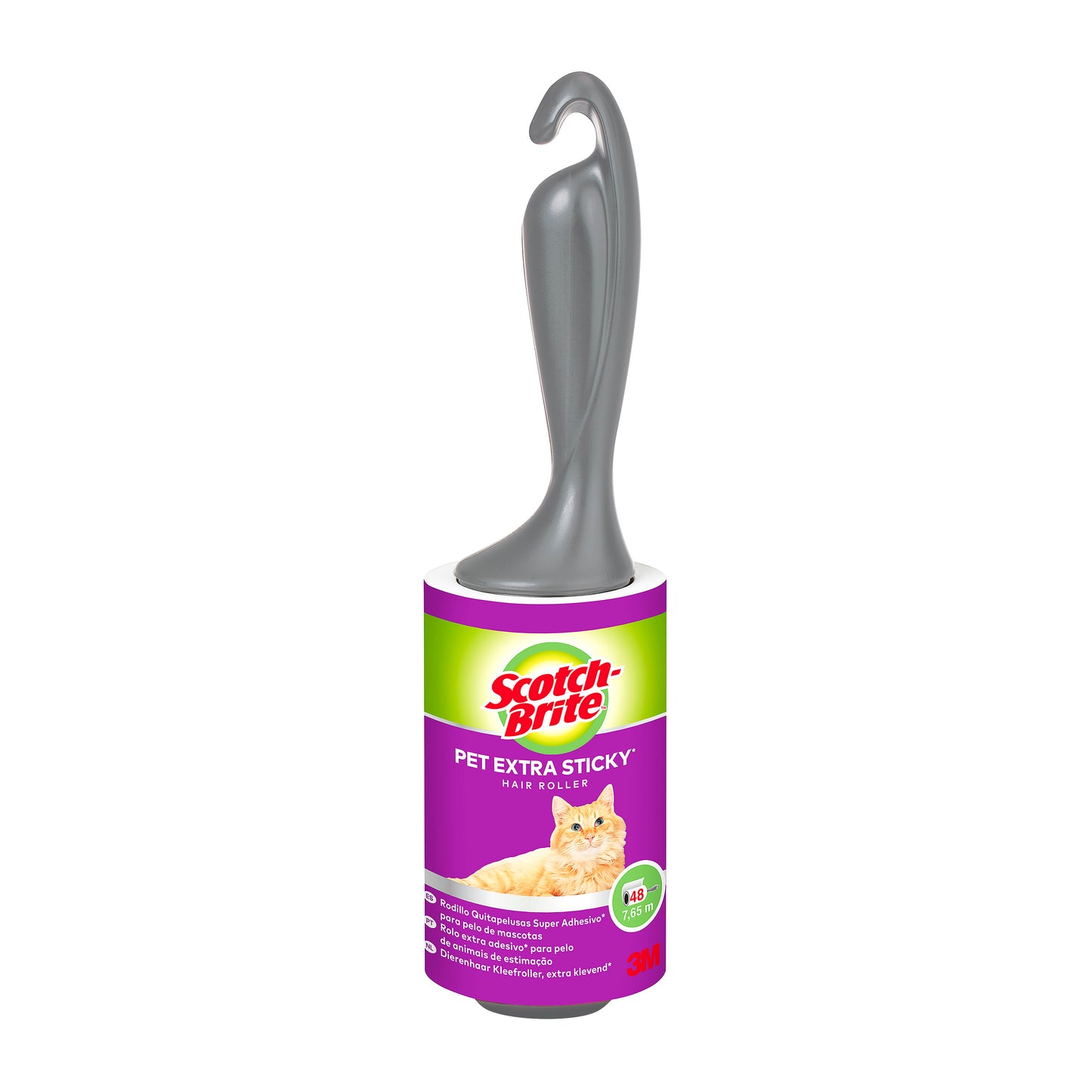 Der Scotch-Brite™ Pet Extra Sticky* Roller für Tierhaare von 3M Deutschland GmbH entfernt effektiv Tierhaare und verfügt über einen extra klebrigen Roller sowie 48 Blatt pro Packung.