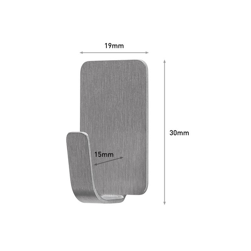 Command™ rustfrit stålkrog størrelse S (19mm x 30mm, 15mm krog) fra 3M Deutschland GmbH (4 kroge, 5 strips) er afbildet på en enkel hvid baggrund.