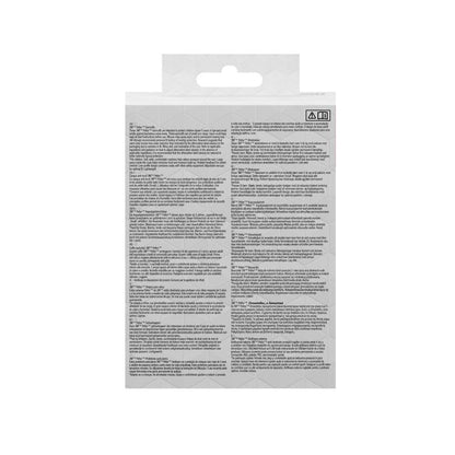 Billedet viser bagsiden af en 3M™ PELTOR™ kapselhøreværn til børn-emballage fra 3M Deutschland GmbH med flersprogede tekstafsnit med instruktioner, sikkerhedsadvarsler og produktinformation.