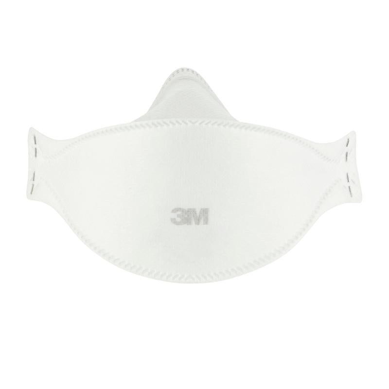 3M™ Aura™ Komfort-partikelmaske 9320+ FFP2, uden ventil, fra 3M Deutschland GmbH ses på hvid baggrund. Den flade, konturerede maske viser 3M-logoet i midten. Emballage: 1 styk (også tilgængelig som 3-pak).