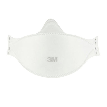 3M™ Aura™ Komfort-partikelmaske 9320+ FFP2, uden ventil, fra 3M Deutschland GmbH ses på hvid baggrund. Den flade, konturerede maske viser 3M-logoet i midten. Emballage: 1 styk (også tilgængelig som 3-pak).