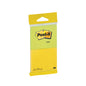 En pakke 3M Deutschland GmbH Post-it® Notes, Energetic Collection, 76x63,5 mm, indeholder to blokke med 75 ark i en promo-pakke. Den gennemsigtige emballage viser Post-it-logoet og PEFC-certificeringen (SGSCH-PEFC-COC-110078) for bæredygtighed.