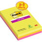 En 3-pak Post-it® Super Sticky Notes i stort format, linjeret (101x152 mm), i forskellige farver fra 3M Deutschland GmbH, med hver 75 ark. Fremstillet af 100% PEFC-certificeret papir (SGSCH-PEFC-COC-110078).