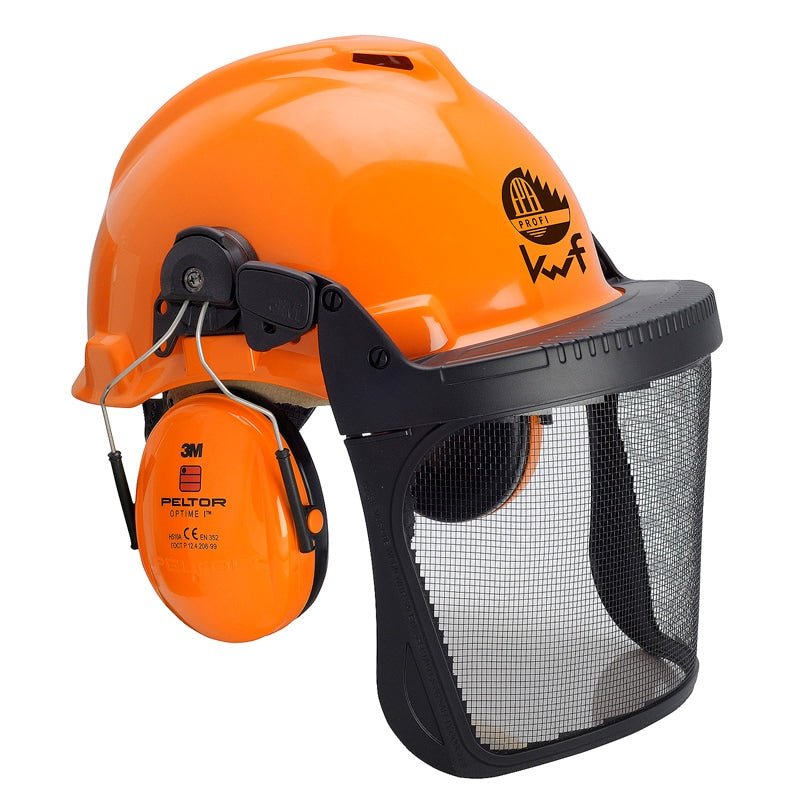 3M™ Forestry Combination, G3000 Sikkerhedshjelm i Orange, H31 Øreværn, FH1 Mount og 5C Mesh Visir, KWF, G3000MOR31FH15C FPA | Pakke (1 stk)