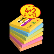 Post-it® Super Sticky Notes, Carnival Collection, 76 mm x 76 mm, Promotion, 90 ark/pude, 4 puder + 2 gratis/pakke, 100 % PEFC, SGSCH-PEFC-COC-110078 | Pakke (6 stk.)