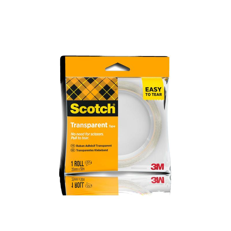 Scotch® Clear Tape 508 Easy Tear Tape 25mm x 50m 1 Rulle/Pak | Pakke (1 rulle)