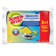 Scotch-Brite® Delikat ikke-ridsende naturfiber rengøringssvamp, 3 + 1 stk. | Pakke (4 stk.)
