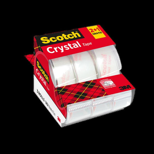 3M™ Scotch® krystalklæbende tape 19 mm - Gennemsigtige kontortape