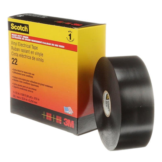3M™ Scotch® 22 Vinyl elektrisk isoleringstape Sort