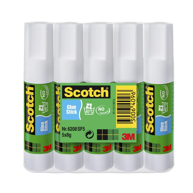 Scotch® Permanent Glue Stick 5 Sticks 8g | Pakke (1 sæt)