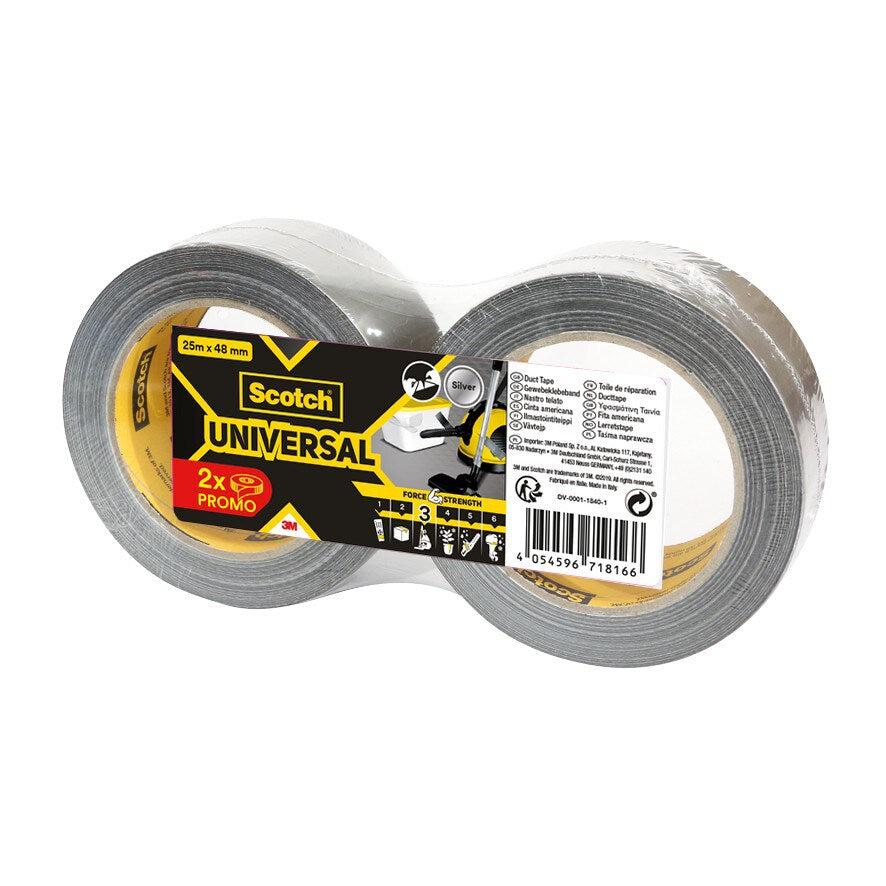Scotch® Universal selvklæbende tape 2904, sølv, 25 m x 48 mm 2/pk | Pakke (1 stk)