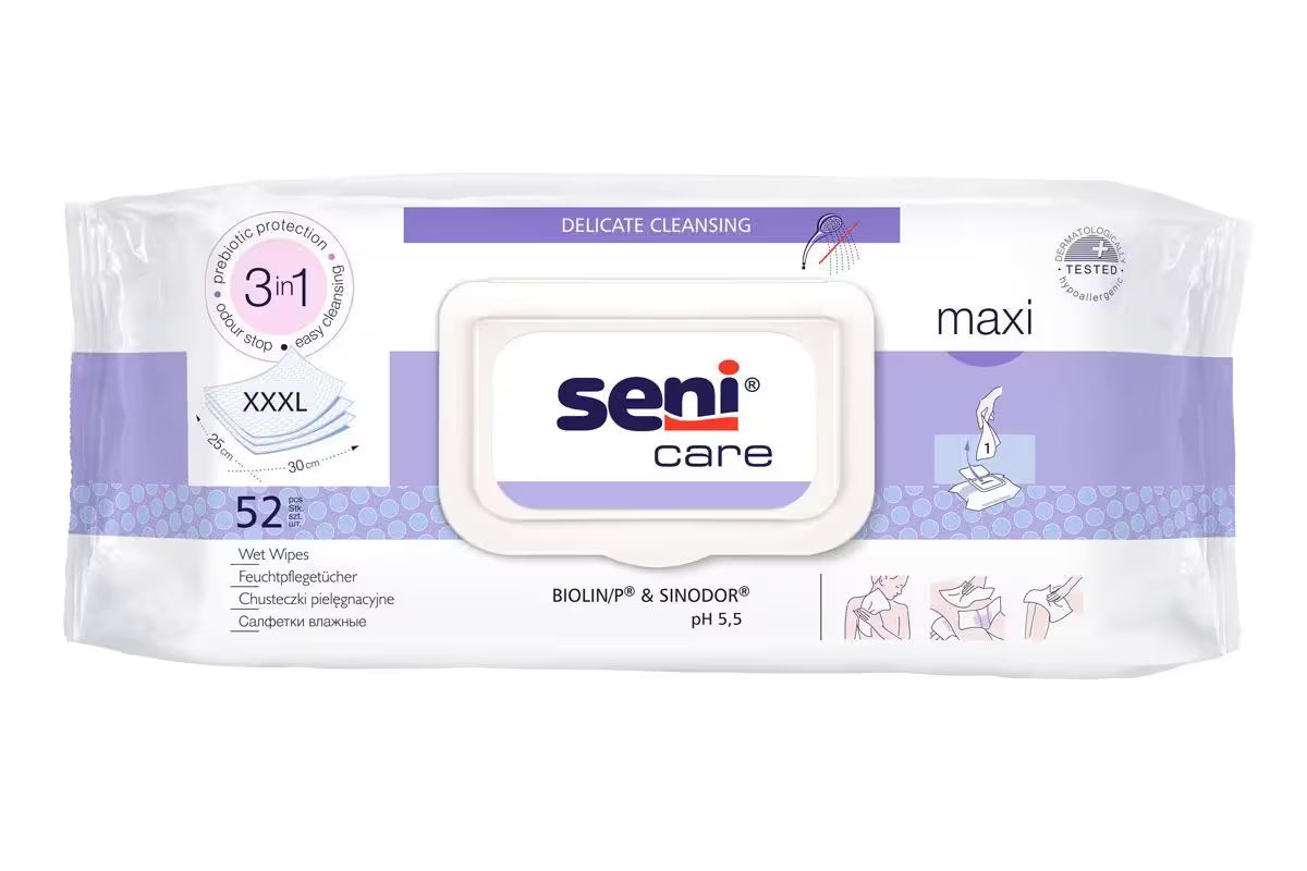 Seni Care Maxi vådservietter | Pakke (52 stk.)