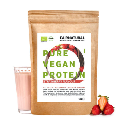 Økologisk vegansk proteinpulver jordbær uden soja