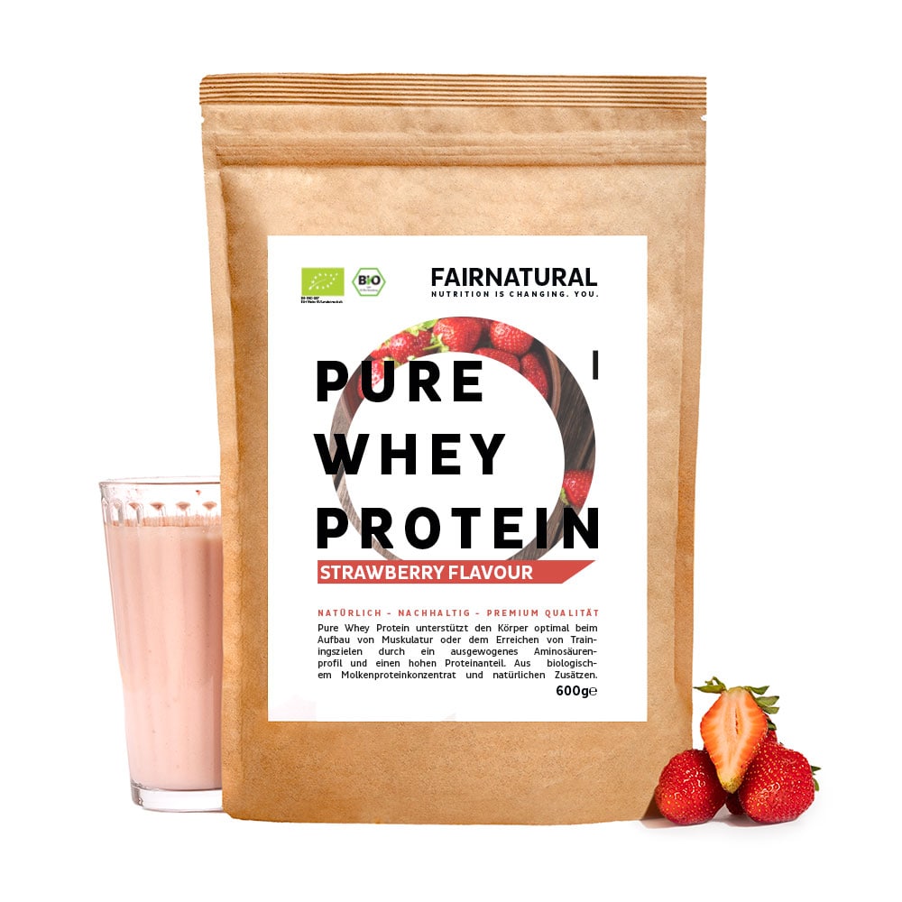 Økologisk valleproteinpulver jordbær